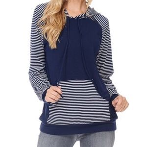 Layla Navy Striped Hoodie